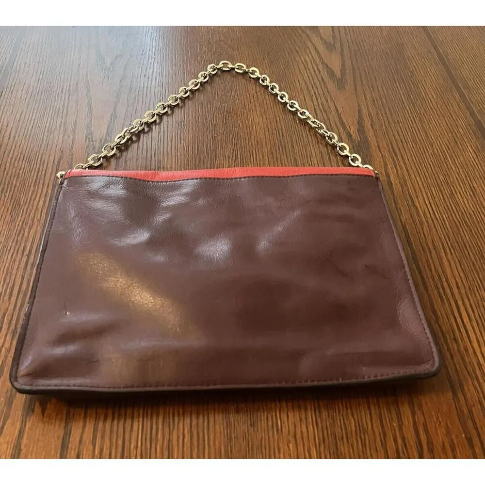 Banana Republic Womens Medium Multicolor Leather Envelope Clutch Bag Chain Strap
